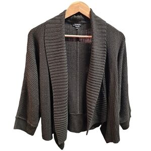 Worth 100% Wool Ribbed Knit Open Front Cardigan Size XS Brown Relaxed Fit Dressy